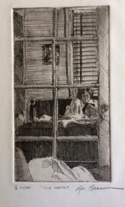 Self portrait and mirror
Etching